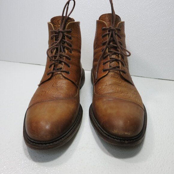 Taft Oil Tanned Hand Tooled Leather Chukka Boots Zapatos Kutsu Men's sz 45 12 - Picture 5 of 7